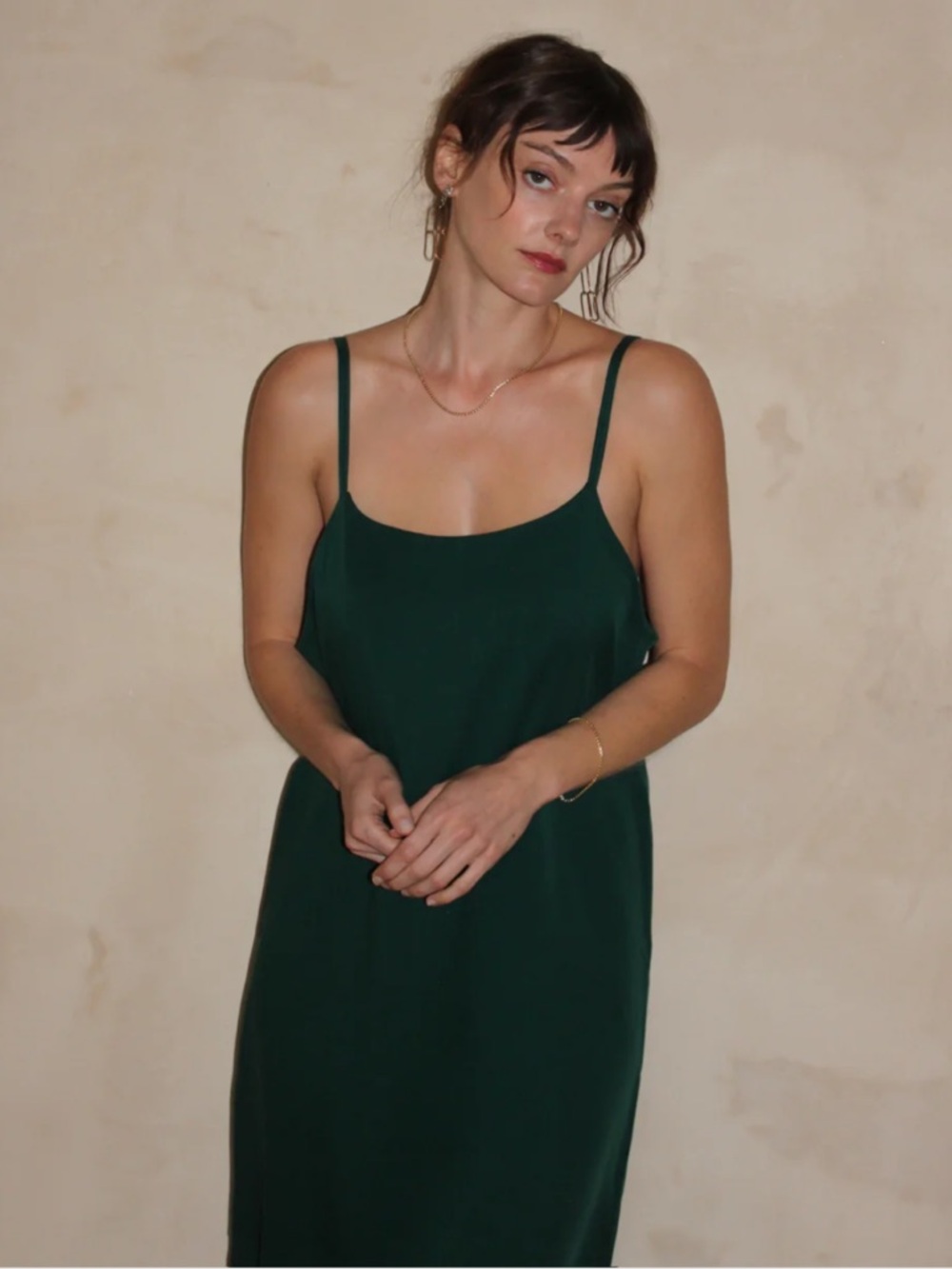 NA NIN Rose Tencel green Slip Dress
